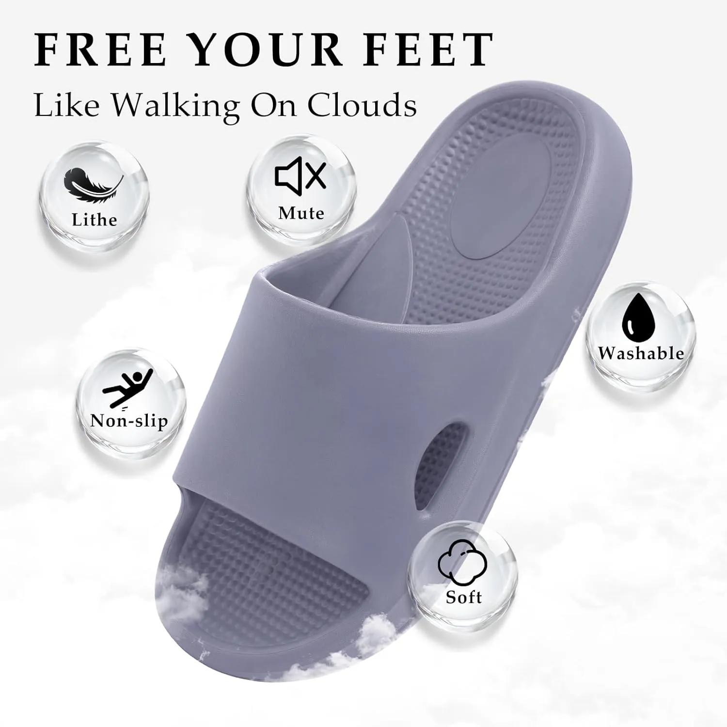 Pillow Slippers for Women and Men Indoor Cloud Sandals EVA Anti-Slip Slides Shoes Cushioned Thick Sole Shower Cloud Slippers Arch Support Men Sandals Super Soft House Pillow Slides