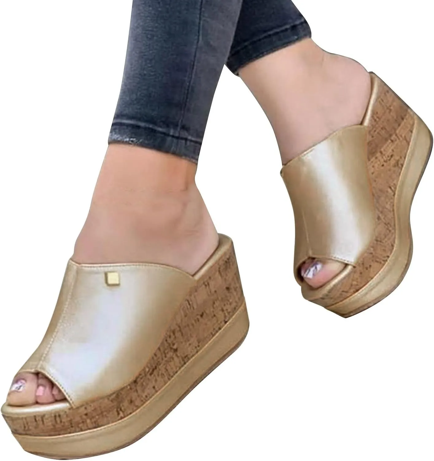 Platform Sandals Women Slip On Espadrille Wedges with Cork Sole and Adjustable Ankle Strap for Summer Casual Looks Orthopedic Sandal Beach Dressy Flip Flops for Wide Toe 2025 Spring