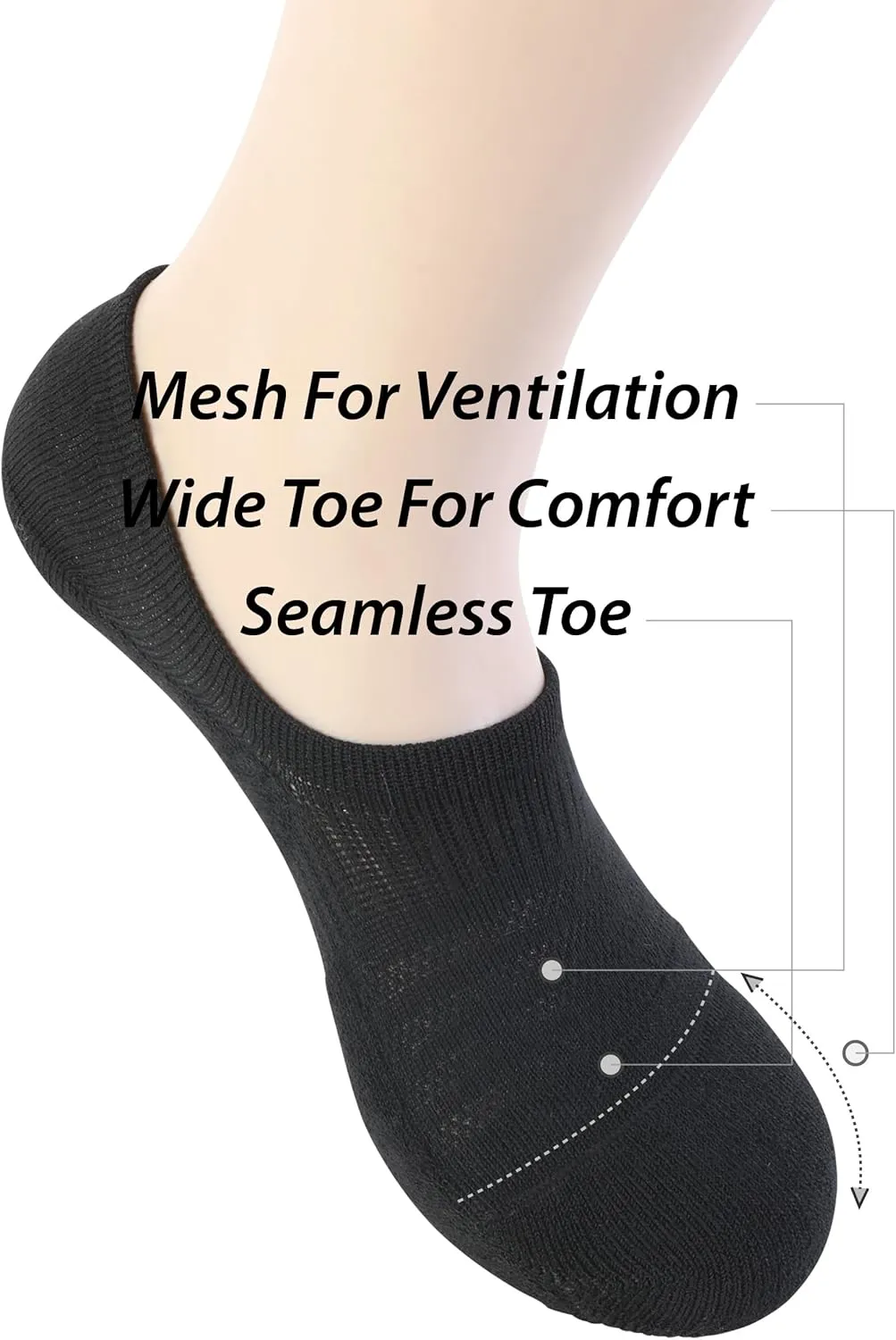 Pro Mountain Seamless Thick No Show Socks For Women Cotton Cushioned Low 6 Pack