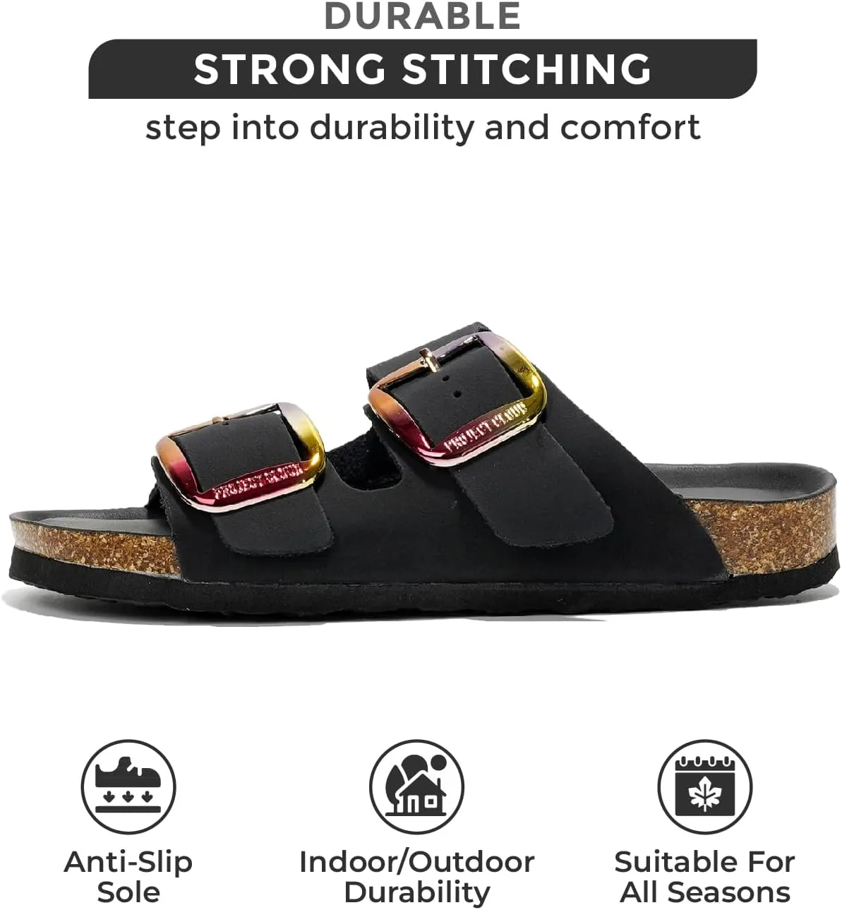 Project Cloud Genuine Leather Flat Sandals Comfortable Beach Essentials Womens Sandals Memory Foam Vacation Essentials Slides for Women Footwear (Santorini)