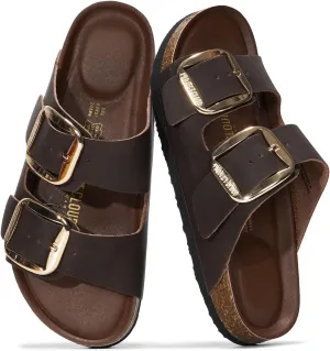 Project Cloud Genuine Leather Flat Sandals for Women 2025 Comfortable Beach Essentials Womens Sandals Memory Foam Vacation Essentials Slides for Women Footwear (Santorini)
