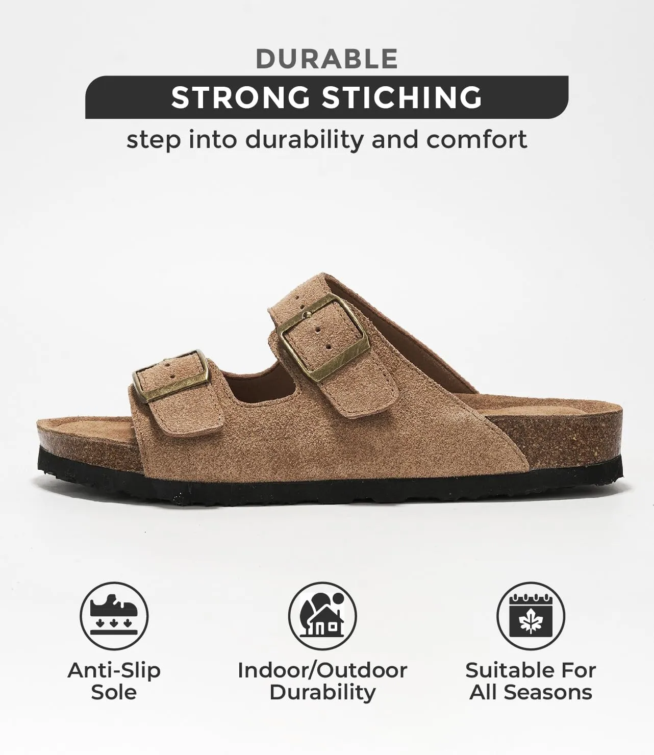 Project Cloud Genuine Leather Flat Sandals Women 2025 Beach Essentials Womens Sandals Memory Foam Vacation Essentials Slides for Women Footwear (Venita)