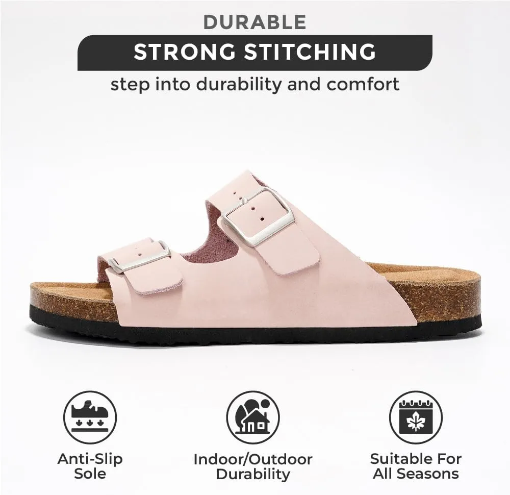 Project Cloud Genuine Leather Flat Sandals Women Beach Essentials Womens Sandals Memory Foam Vacation Essentials Slides for Women Footwear (Venita)