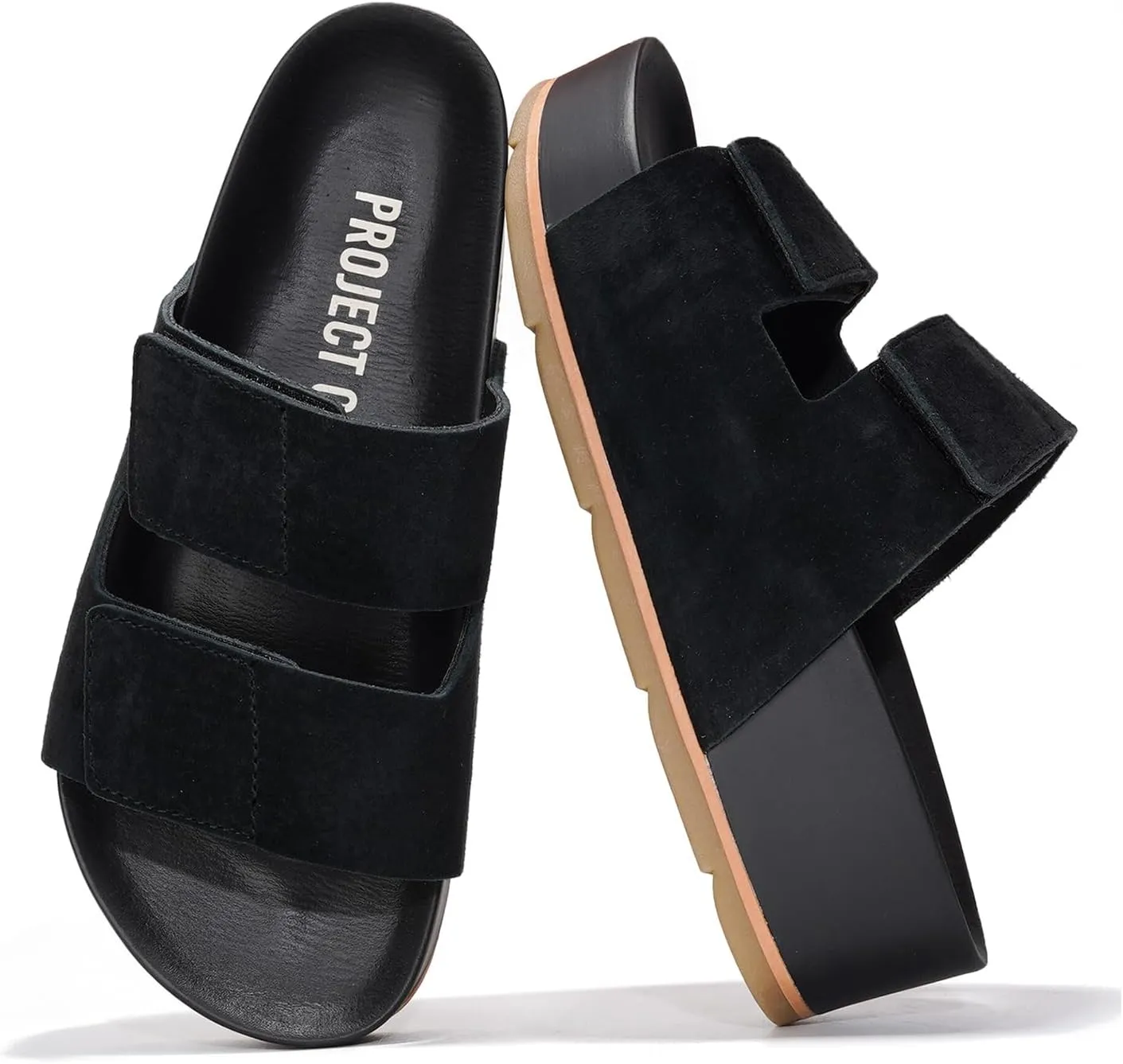 Project Cloud Genuine Leather Platform Sandals Women Footwear - Beach Summer Wedges with Comfortable Memory Foam Insole - Non Slip & Lightweight Wedge Sandals for Women 2025 (Pismo)