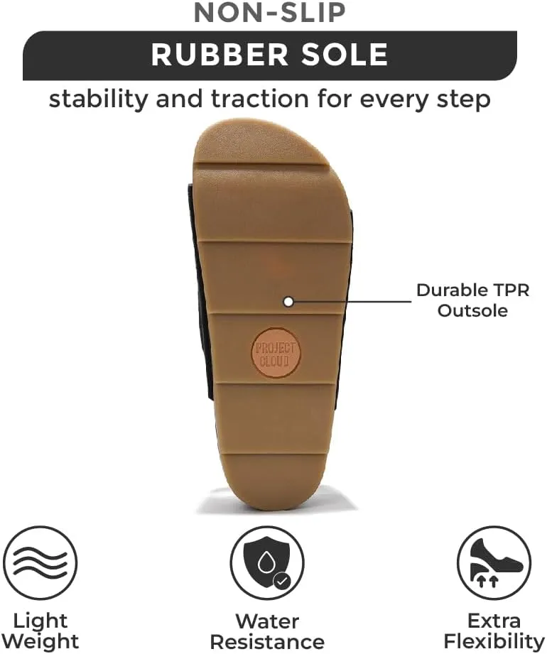 Project Cloud Genuine Leather Platform Sandals Women Footwear - Beach Summer Wedges with Comfortable Memory Foam Insole - Non Slip & Lightweight Wedge Sandals for Women 2025 (Pismo)