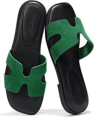 Project Cloud Genuine Leather Summer Sandals for Women 2025 - Fashion Flat Womens Sandals with Memory Foam Insole Slides Sandals Women Footwear - Mules Women's Sandals (Jannel)