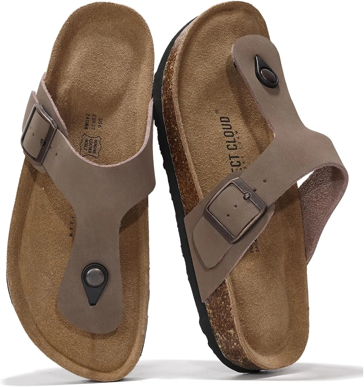 Project Cloud Genuine Leather Thong Sandals Women Water-Resistant Beach Essentials Womens Sandals - Flip Flops for Women Footwear Memory Foam Insole Womens Slides (Britani)