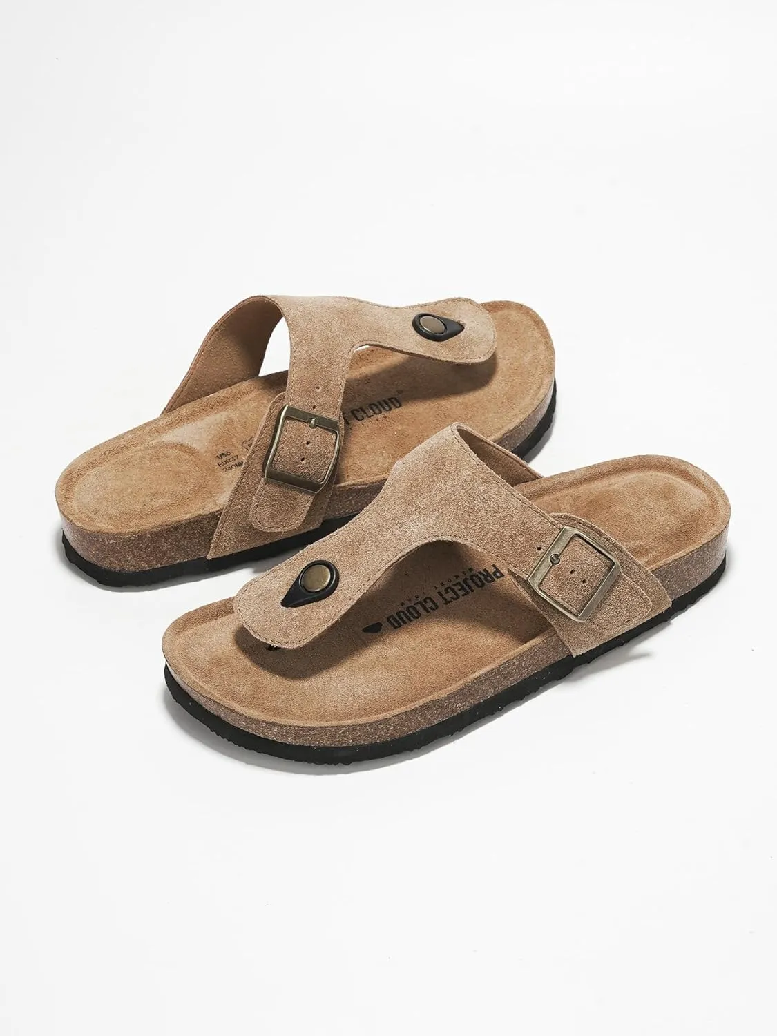 Project Cloud Genuine Leather Thong Sandals Women Water-Resistant Beach Essentials Womens Sandals - Flip Flops for Women Footwear Memory Foam Insole Womens Slides (Britani)