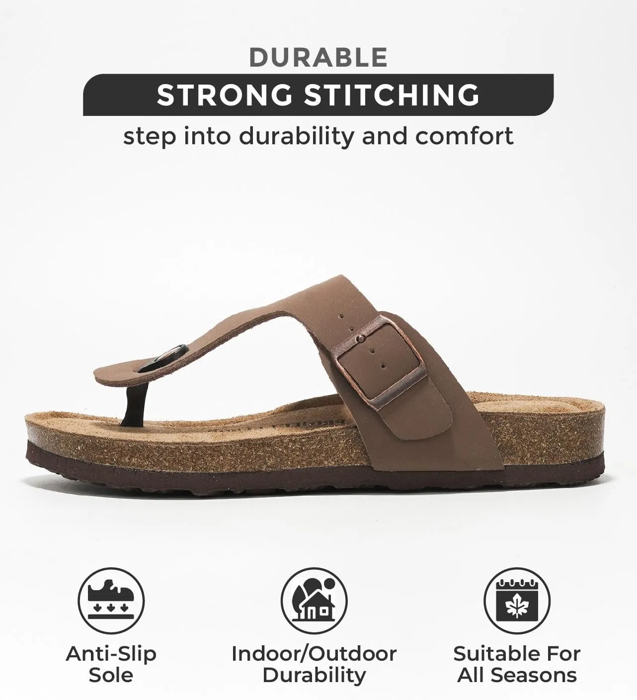 Project Cloud Genuine Leather Thong Sandals Women Water-Resistant Beach Essentials Womens Sandals - Flip Flops for Women Footwear Memory Foam Insole Womens Slides (Britani)