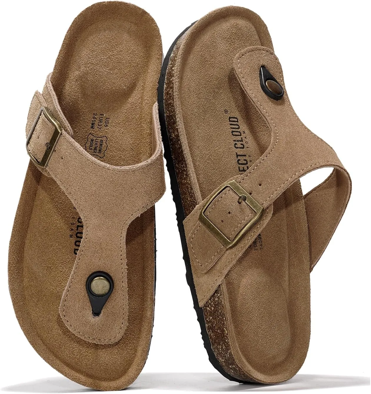 Project Cloud Genuine Leather Thong Sandals Women Water-Resistant Beach Essentials Womens Sandals - Flip Flops for Women Footwear Memory Foam Insole Womens Slides (Britani)