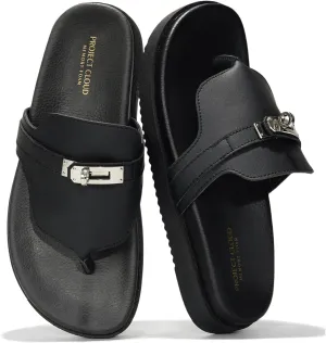 Project Cloud Genuine Leather Womens Sandals - Memory Foam Summer Sandals for Women 2025 - Slip on Slides for Women, Non Slip Womens Slides (Vita)