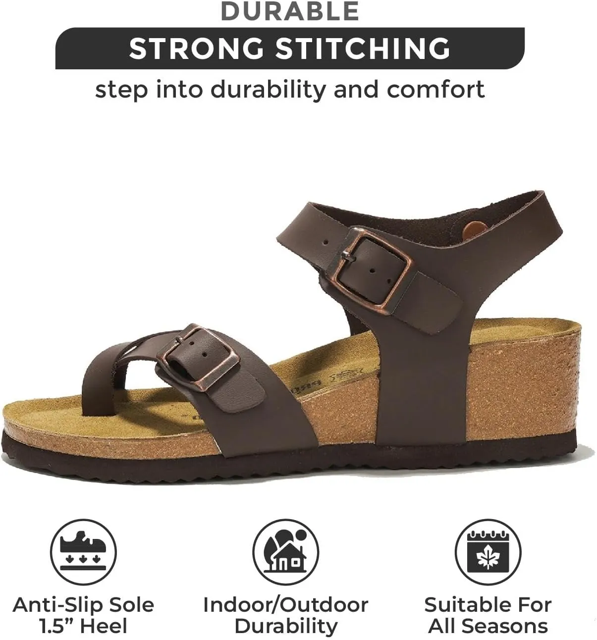 Project Cloud Genuine Leather Womens Sandals Wedge - Wedge Sandals & Slippers - Memory Foam Women Footwear Beach Essentials, Non-Slip Sandals for Women 2025
