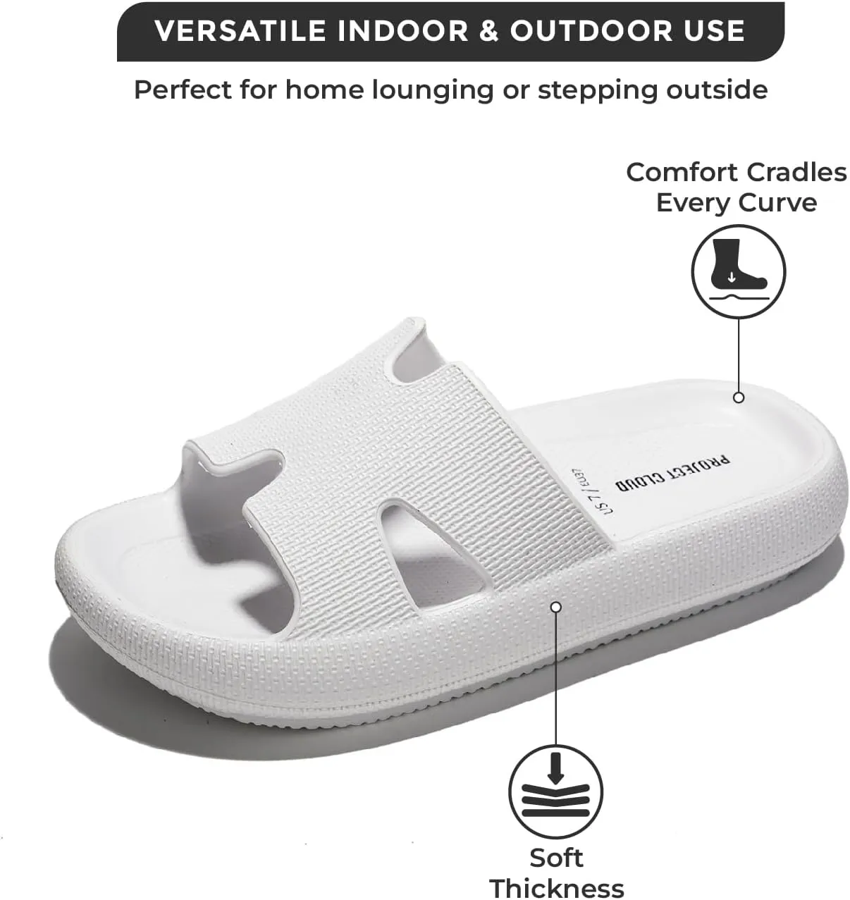 Project Cloud House Slippers Womens Sandals - Non-Slip and Lightweight Recovery Slippers for Women Beach Essentials Water Slides for Women (Pillow)