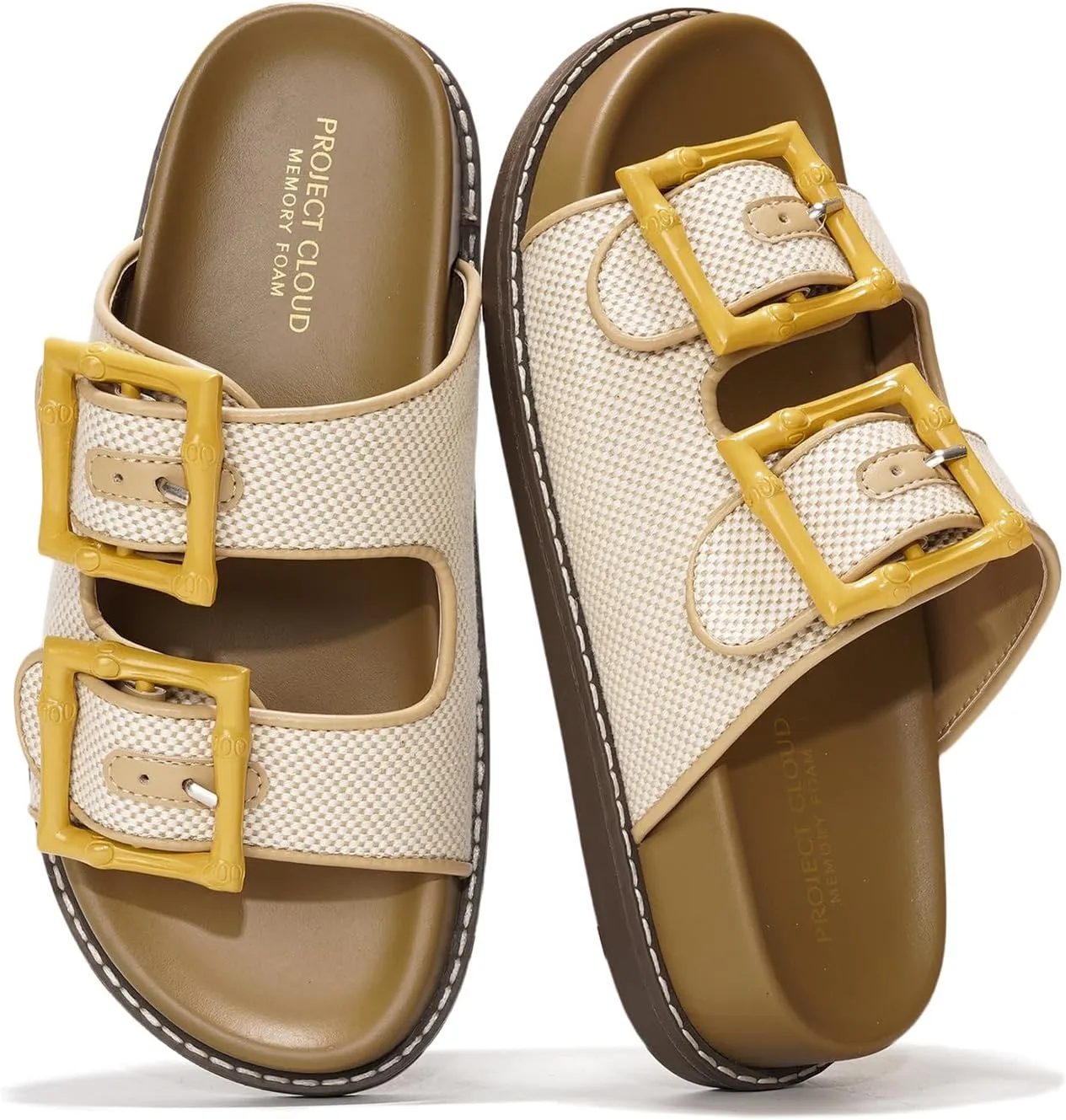 Project Cloud Platform Summer Sandals for Women 2025 - Comfortable and Adjustable Straps Summer Slides with Memory Foam Insole - Non-Slip Casual Womens Sandals