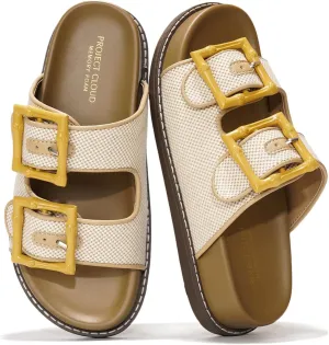 Project Cloud Platform Summer Sandals for Women 2025 - Comfortable and Adjustable Straps Summer Slides with Memory Foam Insole - Non-Slip Casual Womens Sandals