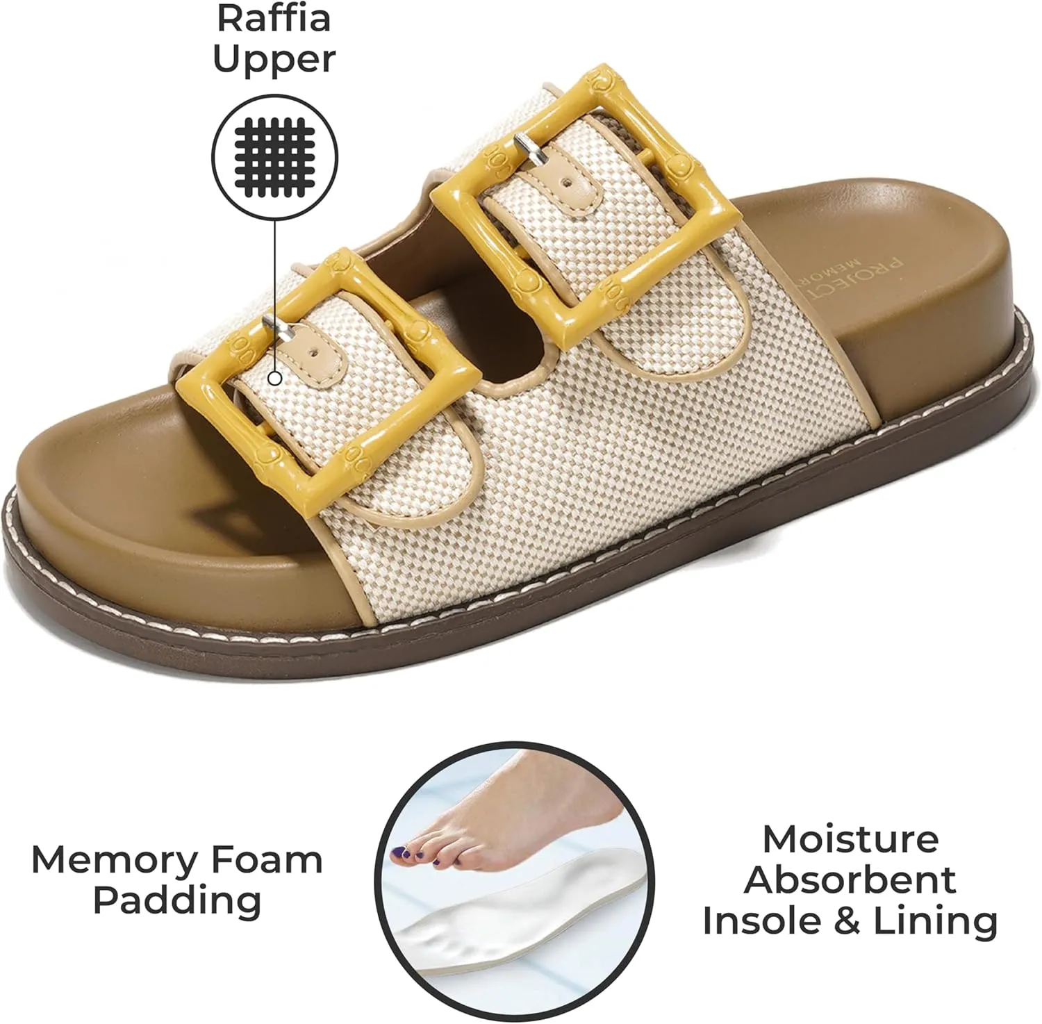 Project Cloud Platform Summer Sandals for Women 2025 - Comfortable and Adjustable Straps Summer Slides with Memory Foam Insole - Non-Slip Casual Womens Sandals