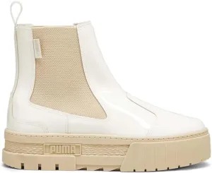 PUMA Womens Mayze Round Toe Platform Chelsea Casual Boots Ankle Low Heel 1-2" - White - Size 8.5 M