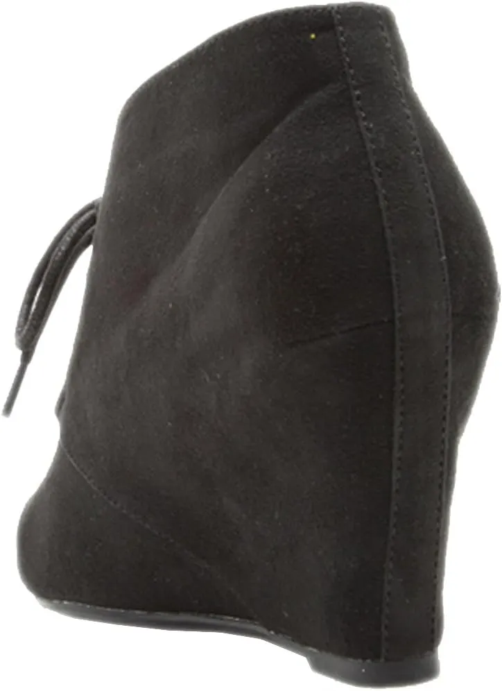 Qupid Women's Valley-01 Hidden Wedge Ankle Round Toe Lace Up Bootie