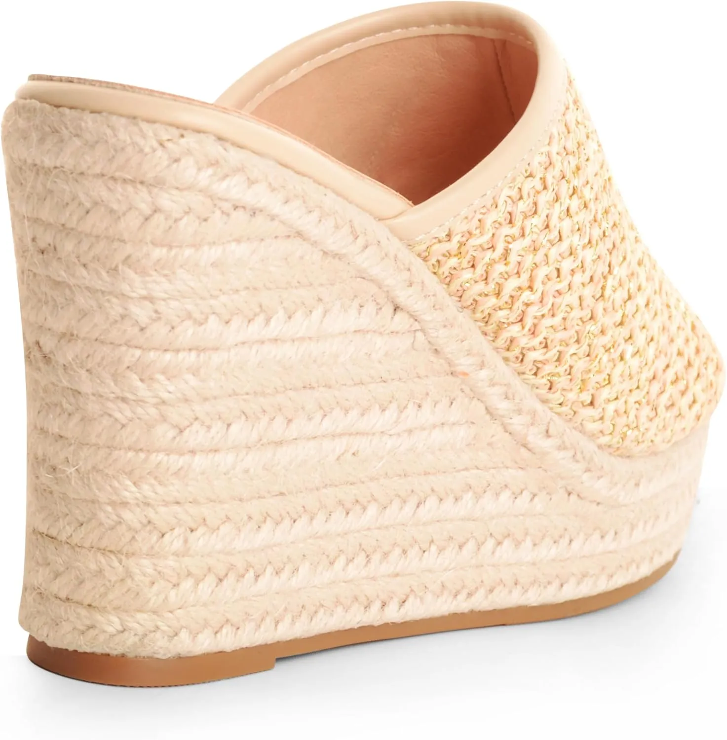 Raffia Wedge Mule Sandals for Women Espadrilles Platform Slip On Heeled Sandals