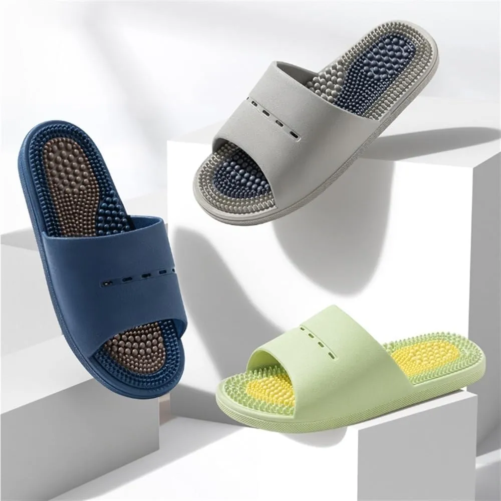 Reflexology Massage Slippers Men Women Acupressure Foot Open Toe Sandals Summer Couples Home Shower Shoes Relieves Nerve Tension and Pain in The Feet(Blue,7.5/8)