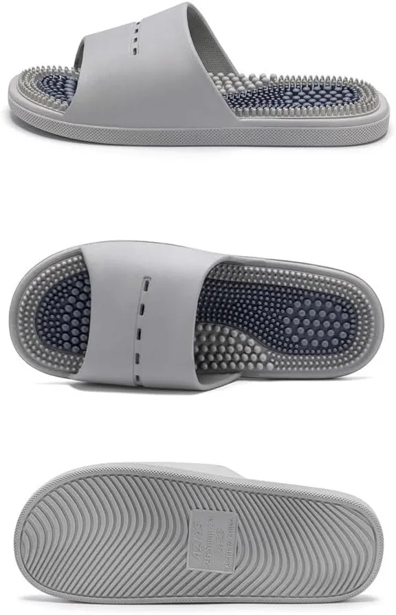 Reflexology Massage Slippers Men Women Acupressure Foot Open Toe Sandals Summer Couples Home Shower Shoes Relieves Nerve Tension and Pain in The Feet(Blue,7.5/8)