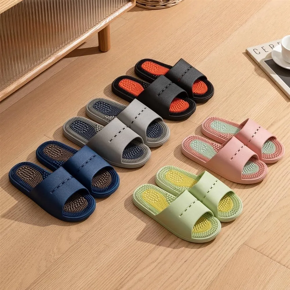 Reflexology Massage Slippers Men Women Acupressure Foot Open Toe Sandals Summer Couples Home Shower Shoes Relieves Nerve Tension and Pain in The Feet(Blue,7.5/8)