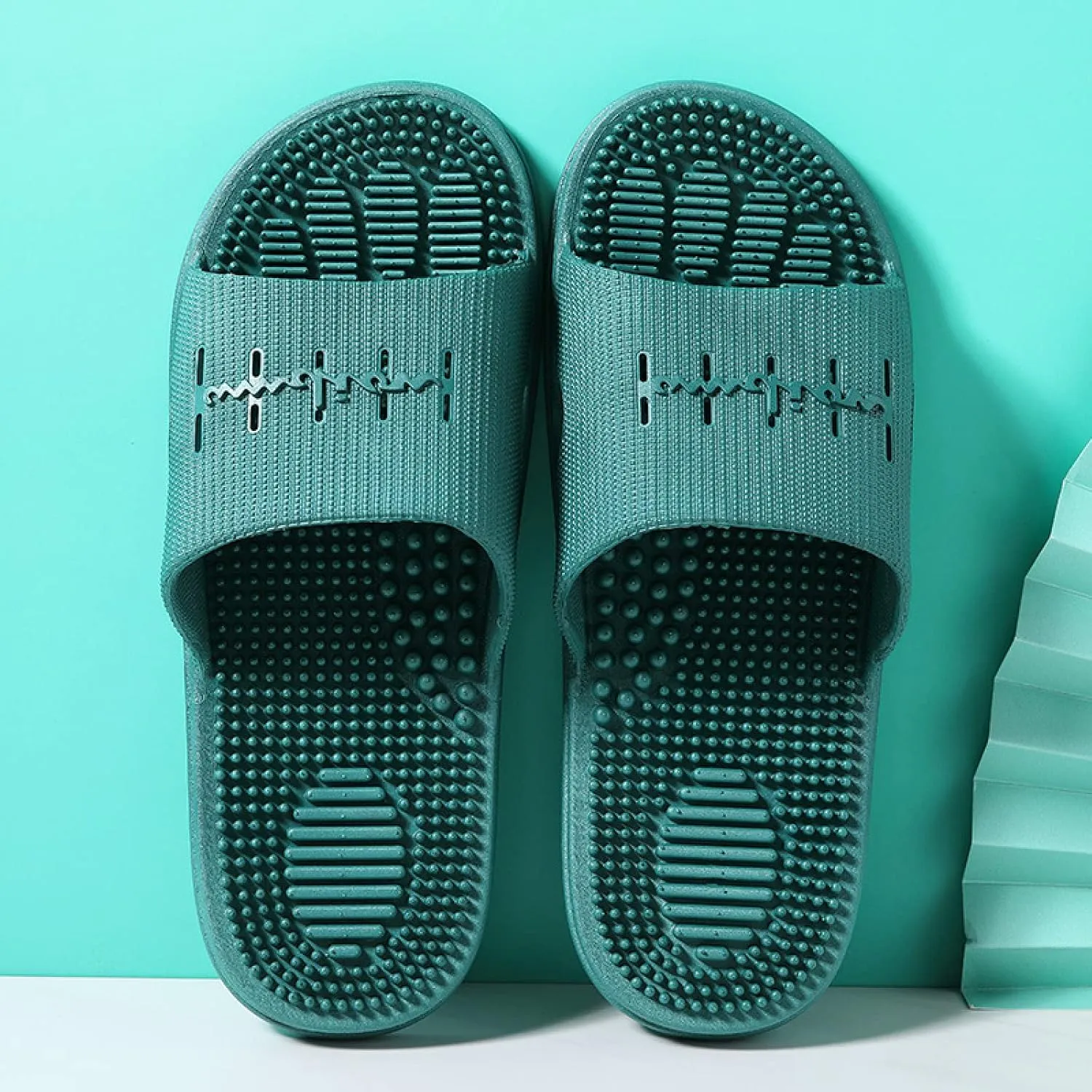 Reflexology Massage Tools Slippers,Comfortable Massage Slippers, Thick Bottom Non-Slip Slippers,Green,42-43,Relief Heel Neuropathy Pain Slippers