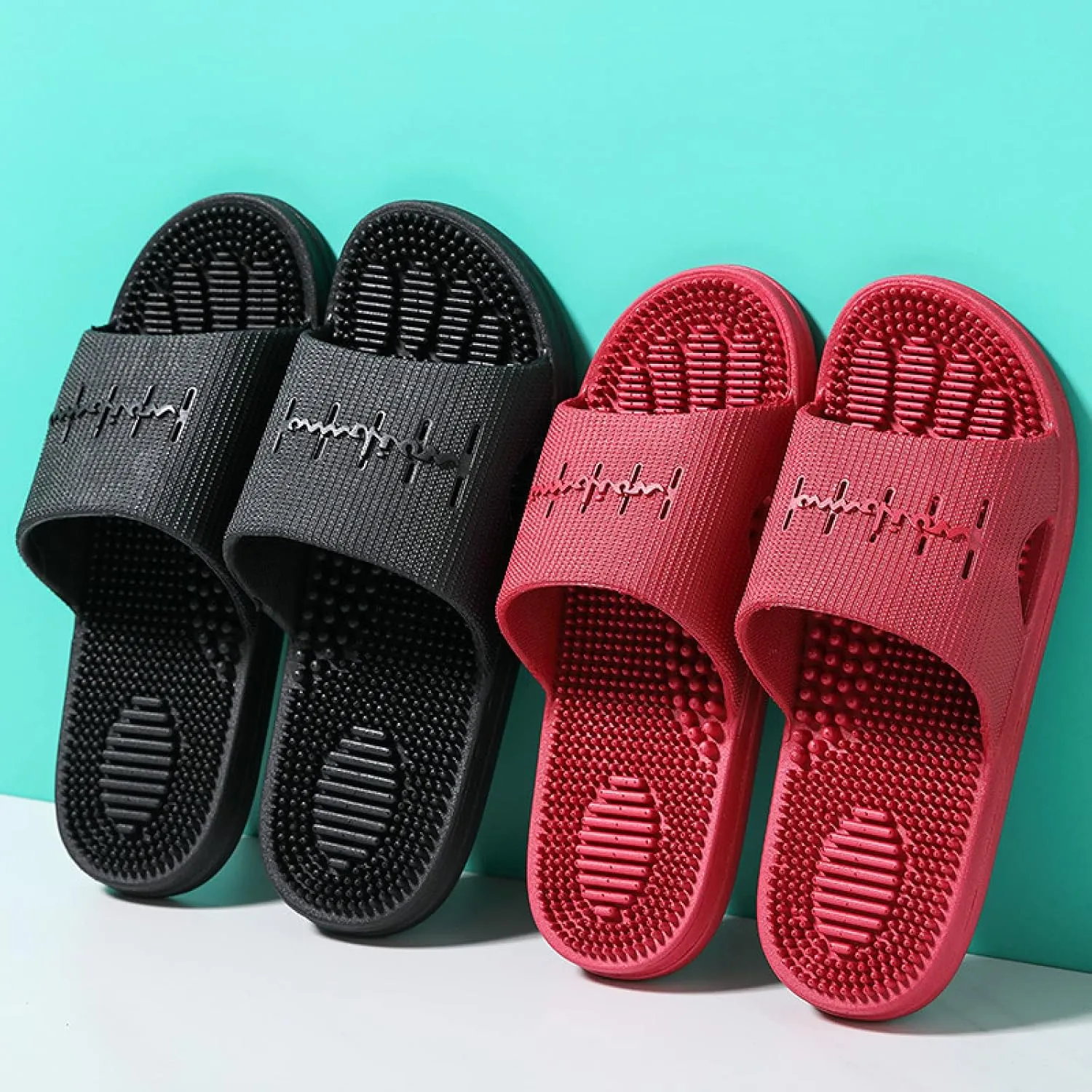 Reflexology Massage Tools Slippers,Comfortable Massage Slippers, Thick Bottom Non-Slip Slippers,Green,42-43,Relief Heel Neuropathy Pain Slippers