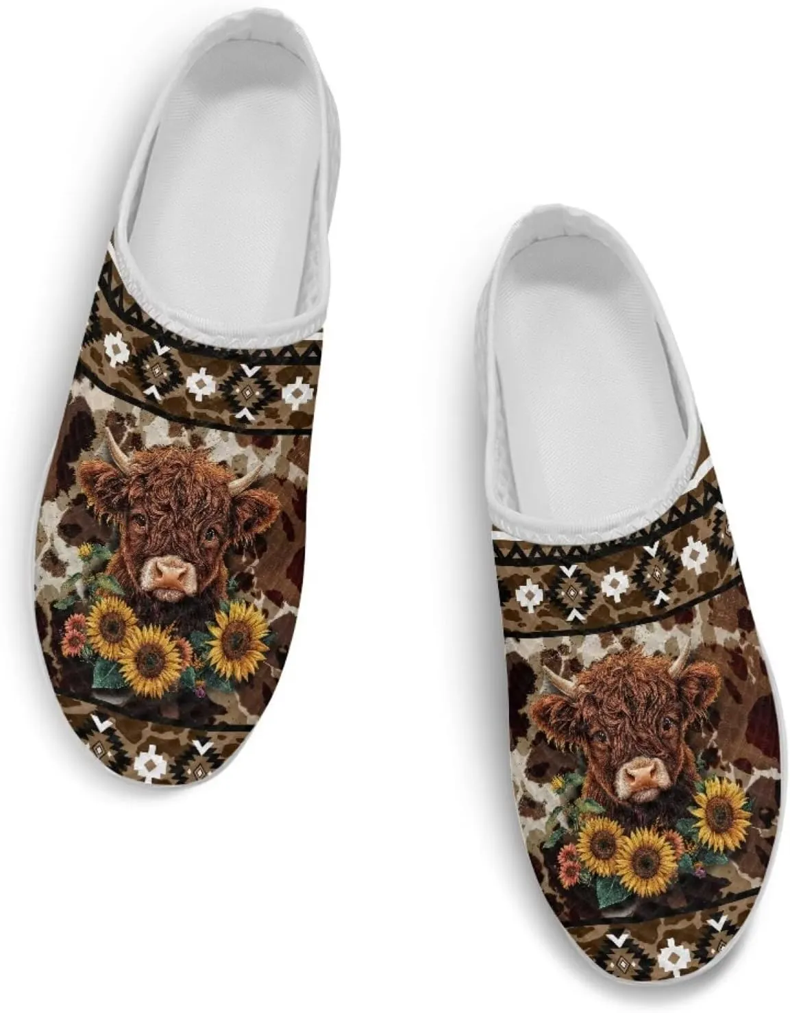 Retro Aztec Tribal Womens Walking Mules Sneakers Stylish Memory Foam Barefoot Slip On Teacher Nursing Loafers