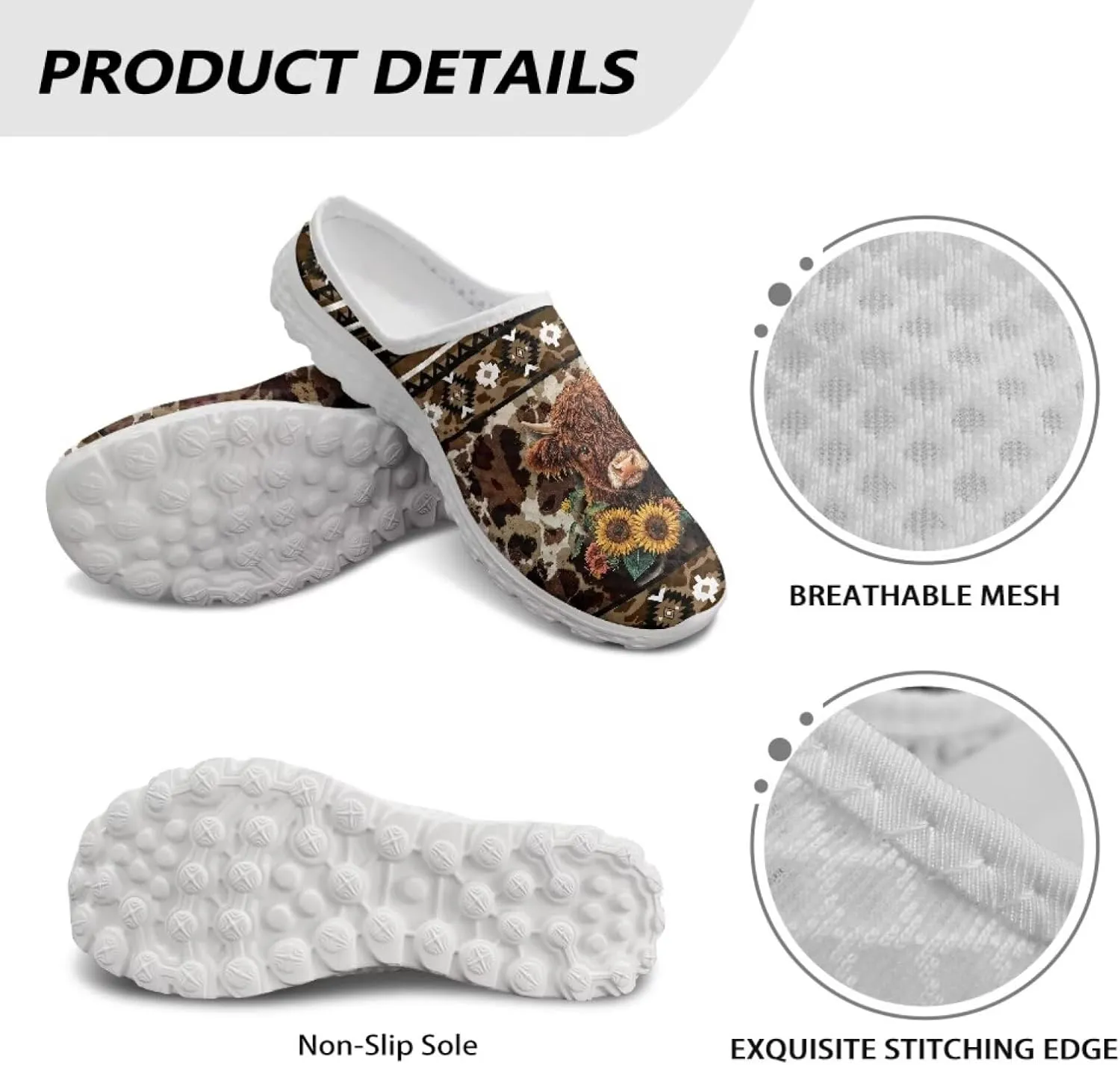 Retro Aztec Tribal Womens Walking Mules Sneakers Stylish Memory Foam Barefoot Slip On Teacher Nursing Loafers