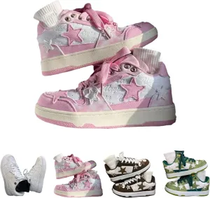 Retro Star Shaped Platform Shoes Retro Platform Sneakers Women's Fashion Casual Aesthetics Women's Fashion Skateboard Walking Shoes