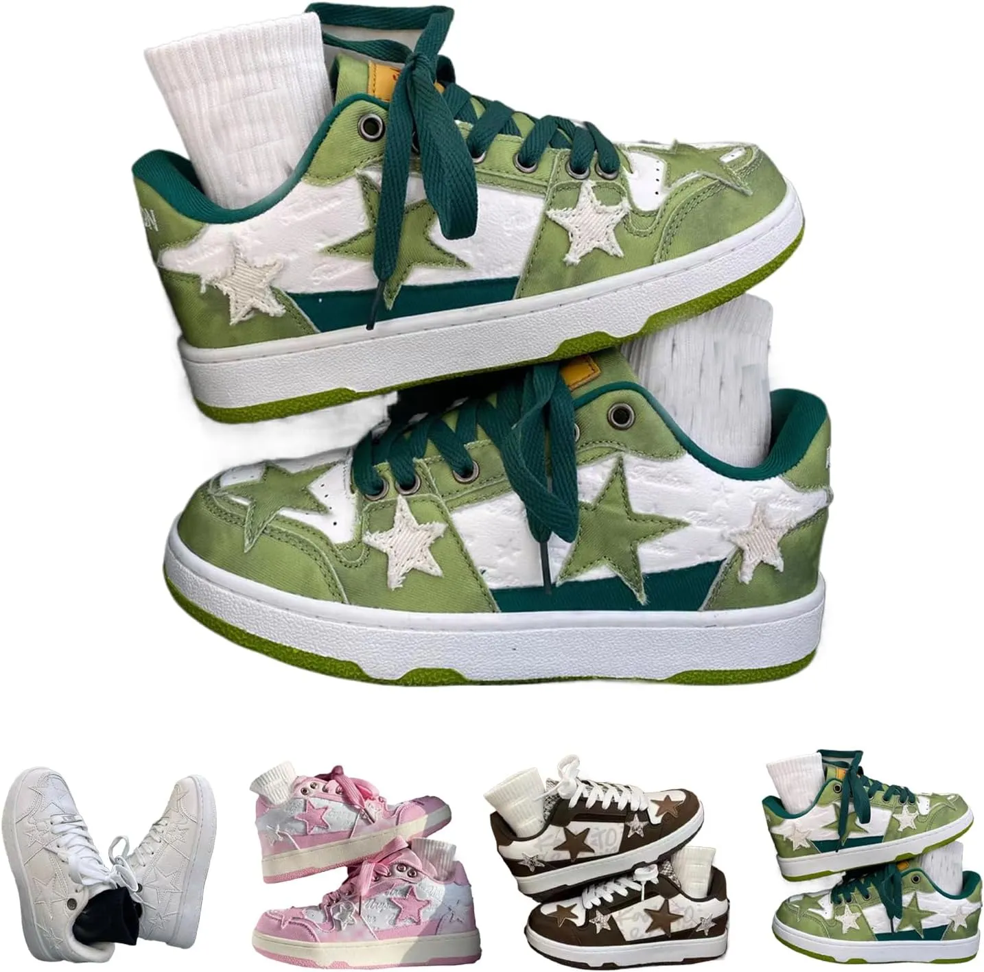 Retro Star Shaped Platform Shoes Retro Platform Sneakers Women's Fashion Casual Aesthetics Women's Fashion Skateboard Walking Shoes