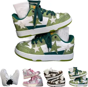 Retro Star Shaped Platform Shoes Retro Platform Sneakers Women's Fashion Casual Aesthetics Women's Fashion Skateboard Walking Shoes