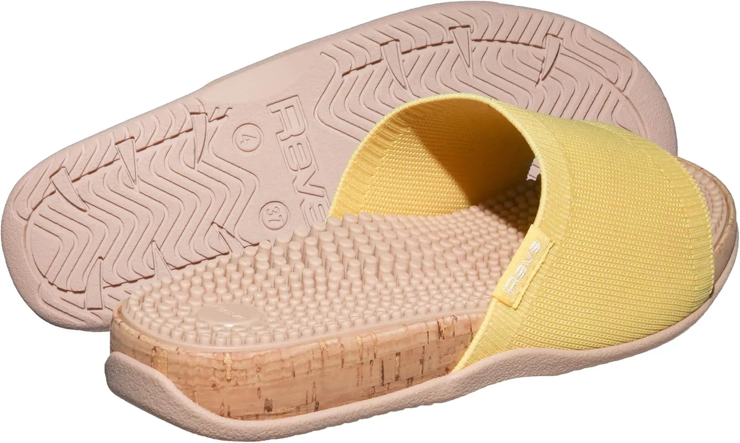 Revs - Maree - Reflexology Massage & Acupressure Sandals, With a Knit Upper. Relieve Plantar Fasciitis, Help Joint Pain, Improve Energy. Shock Absorbing Sole & Arch Support.