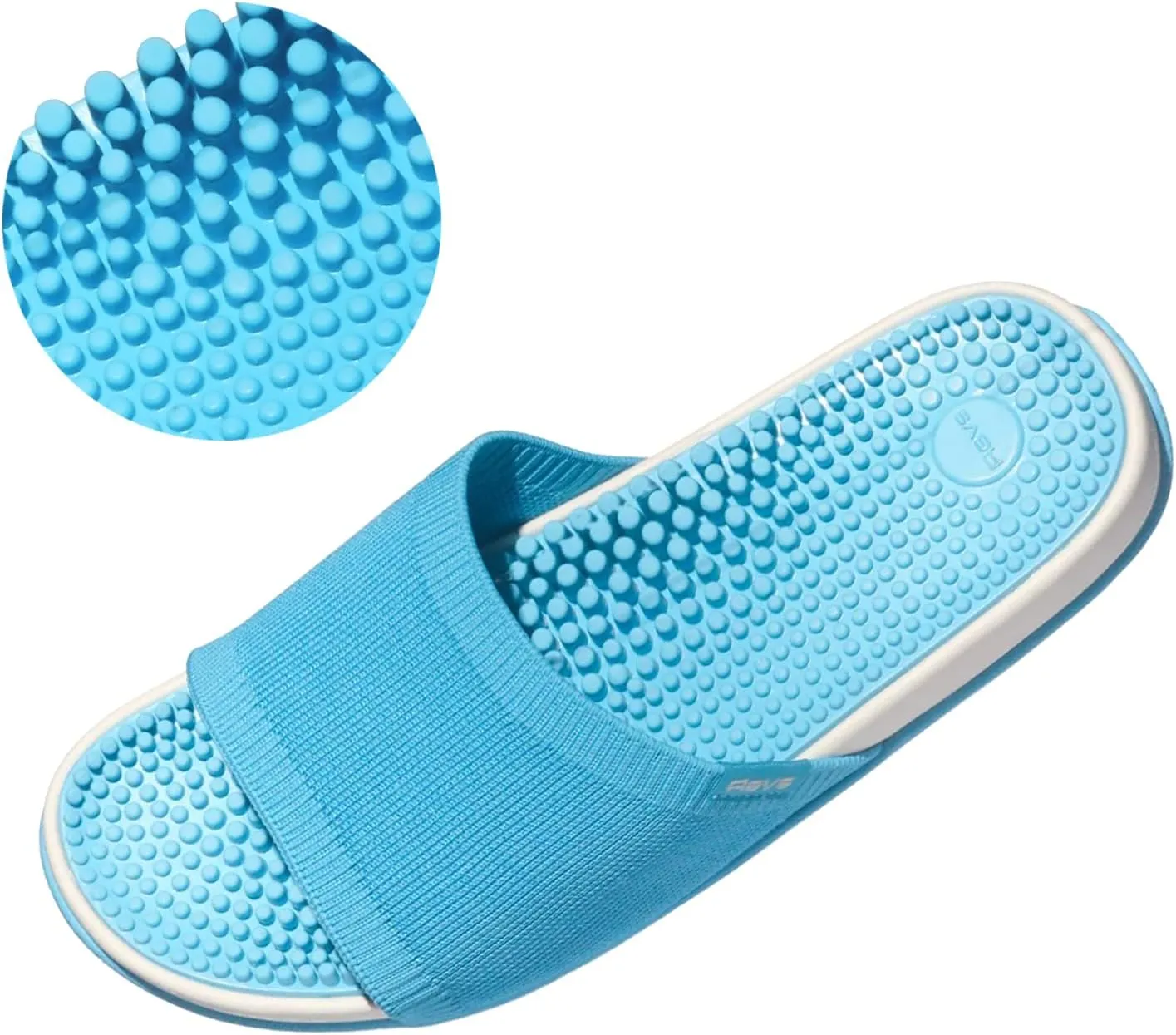 Revs - Maree - Reflexology Massage & Acupressure Sandals, With a Knit Upper. Relieve Plantar Fasciitis, Help Joint Pain, Improve Energy. Shock Absorbing Sole & Arch Support.
