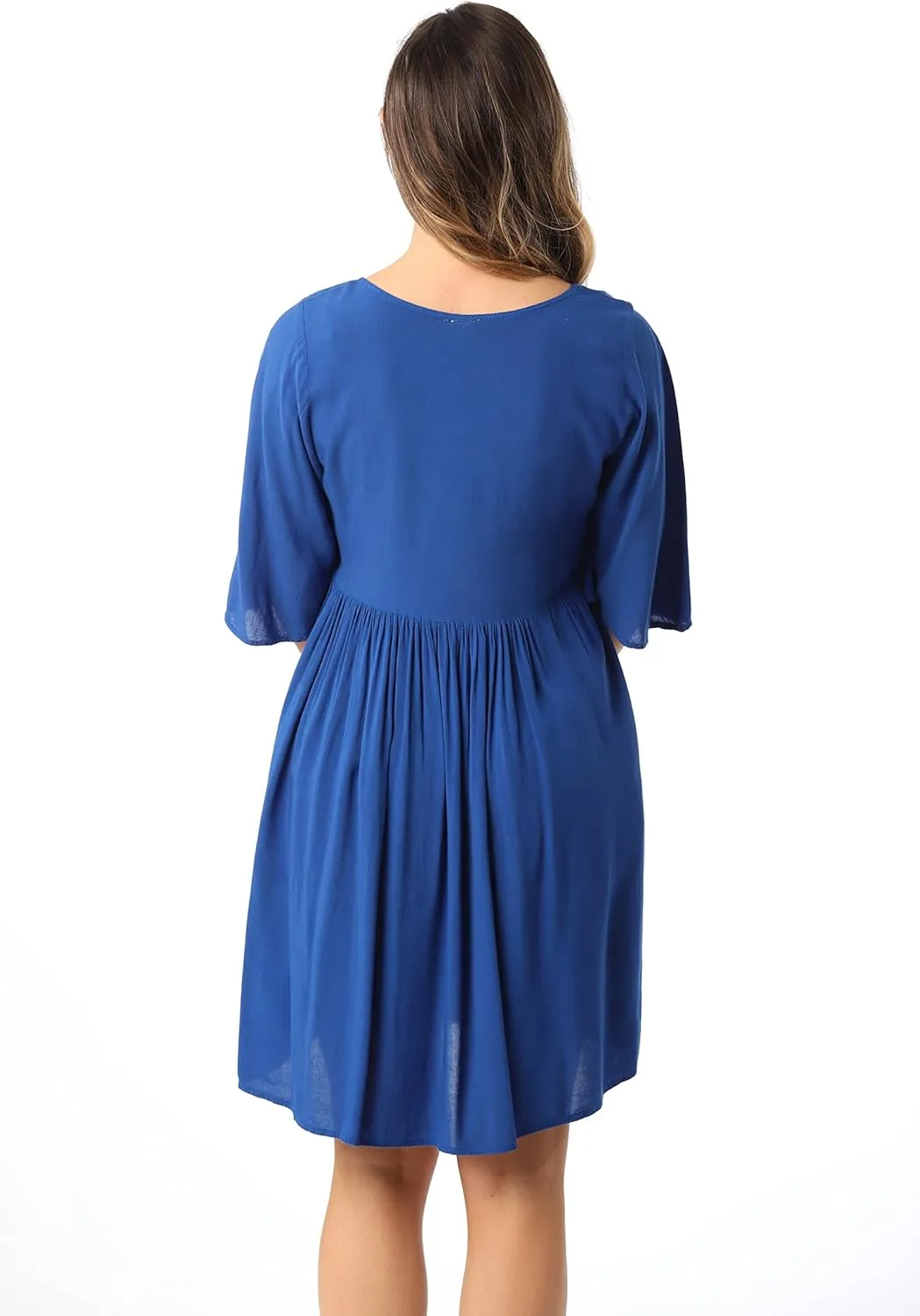 Riviera Sun Rayon Crepe Short Dress with Multicolored Embroidery
