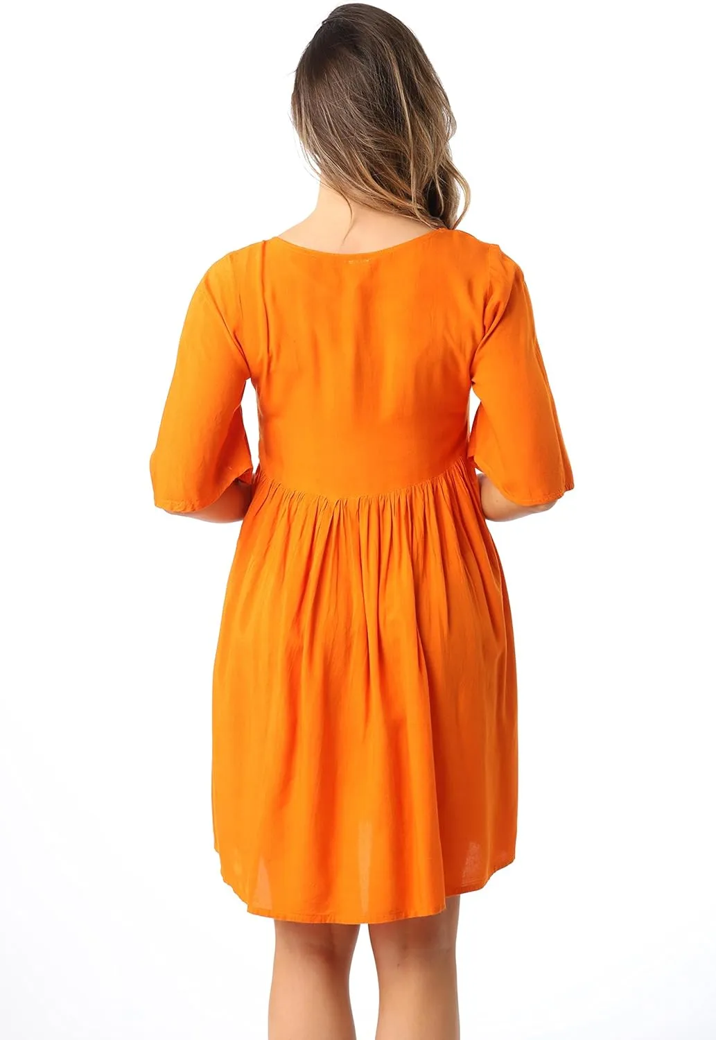 Riviera Sun Rayon Crepe Short Dress with Multicolored Embroidery