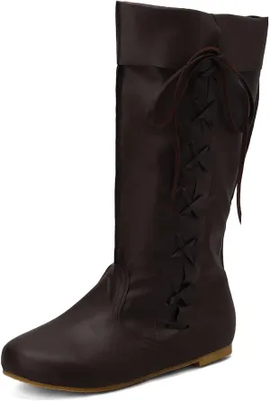 Roimaash Retro Moccasin Ankle Boots Flats Lace up Ancient Roman Gladiator Boots