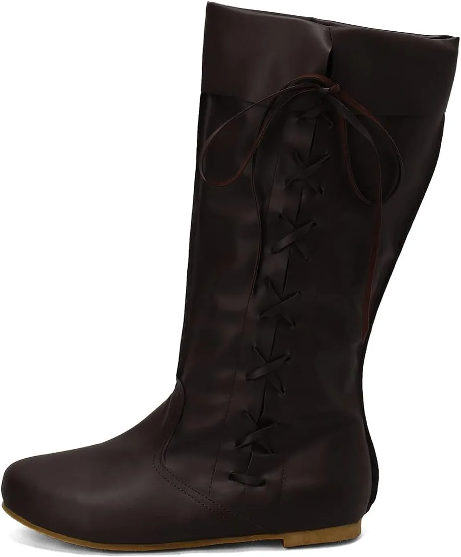 Roimaash Retro Moccasin Ankle Boots Flats Lace up Ancient Roman Gladiator Boots