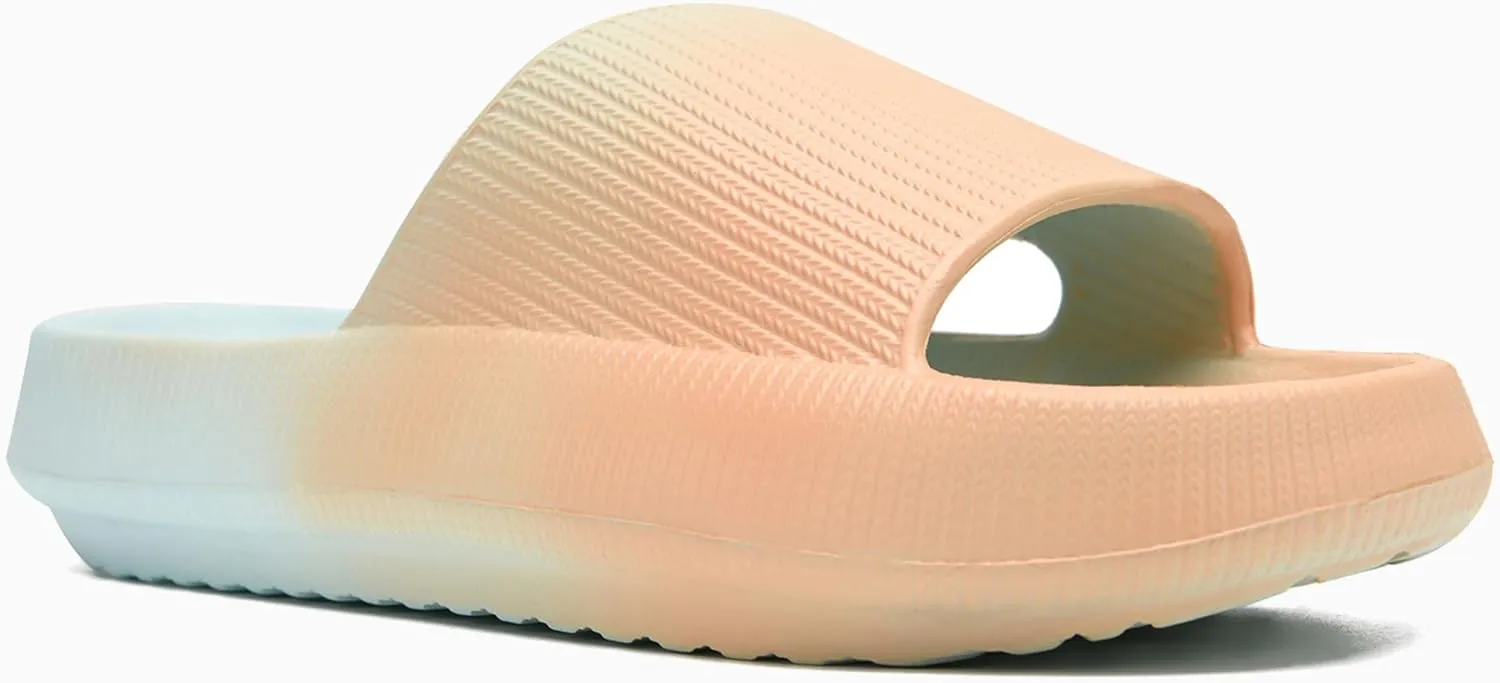 rosyclo Cloud Slides for Kids, Toddler Pillow Slippers Shower Bathroom Non-Slip Open Toe Super Soft Comfy Thick Sole Cozy Boys Girls Home House Cloud Cushion Slide Sandals for Indoor Outdoor Shoes