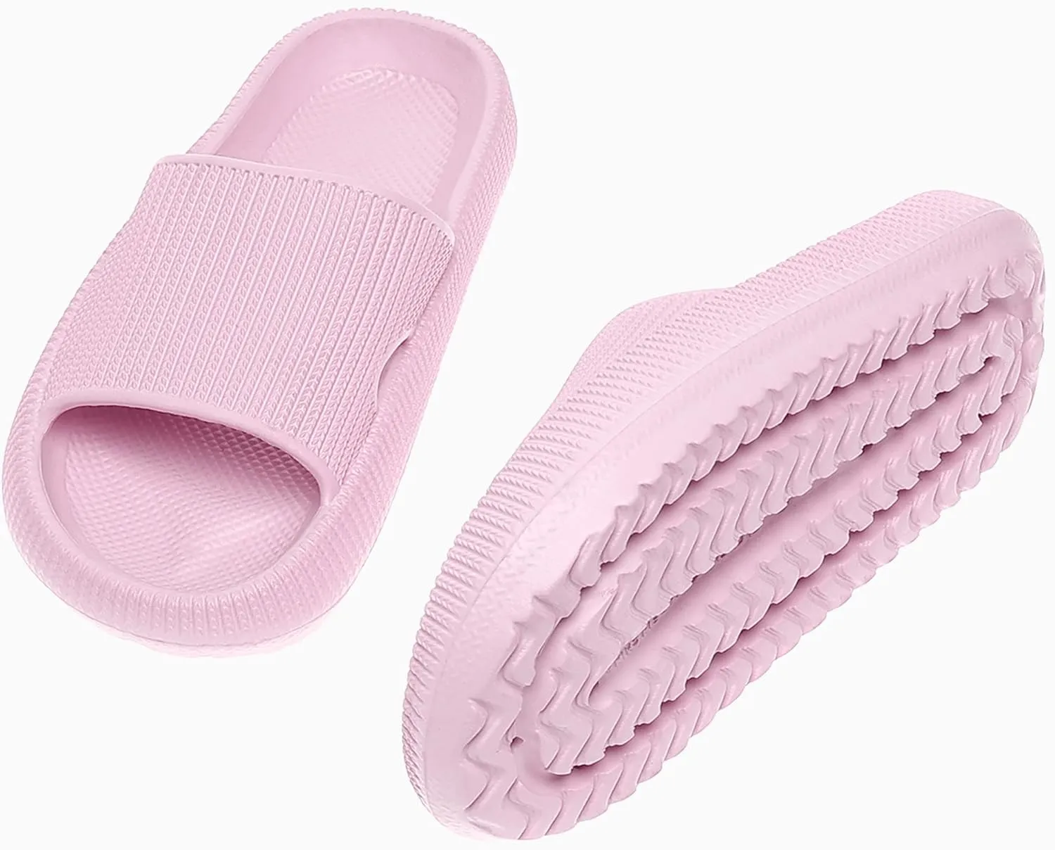 rosyclo Cloud Slides for Kids, Toddler Pillow Slippers Shower Bathroom Non-Slip Open Toe Super Soft Comfy Thick Sole Cozy Boys Girls Home House Cloud Cushion Slide Sandals for Indoor Outdoor Shoes
