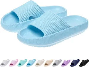rosyclo Cloud Slides for Kids, Toddler Pillow Slippers Shower Bathroom Non-Slip Open Toe Super Soft Comfy Thick Sole Cozy Boys Girls Home House Cloud Cushion Slide Sandals for Indoor Outdoor Shoes