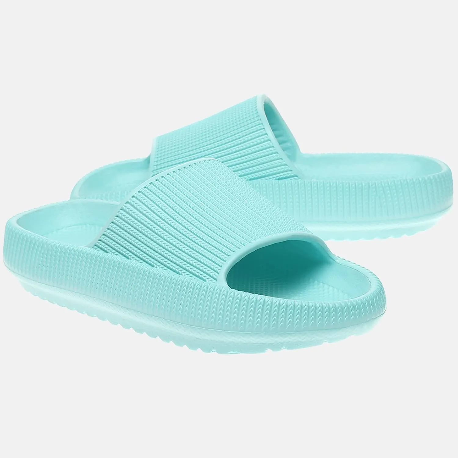 rosyclo Cloud Slides for Kids, Toddler Pillow Slippers Shower Bathroom Non-Slip Open Toe Super Soft Comfy Thick Sole Cozy Boys Girls Home House Cloud Cushion Slide Sandals for Indoor Outdoor Shoes