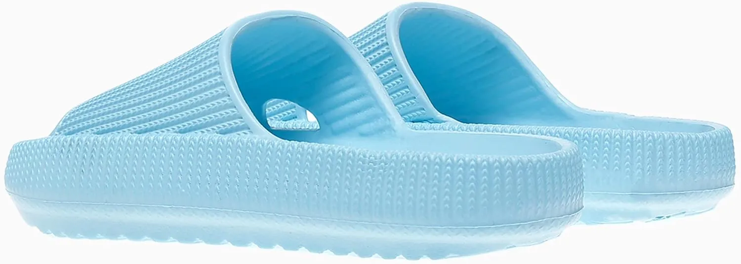 rosyclo Cloud Slides for Kids, Toddler Pillow Slippers Shower Bathroom Non-Slip Open Toe Super Soft Comfy Thick Sole Cozy Boys Girls Home House Cloud Cushion Slide Sandals for Indoor Outdoor Shoes
