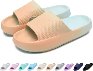 rosyclo Cloud Slides for Kids, Toddler Pillow Slippers Shower Bathroom Non-Slip Open Toe Super Soft Comfy Thick Sole Cozy Boys Girls Home House Cloud Cushion Slide Sandals for Indoor Outdoor Shoes