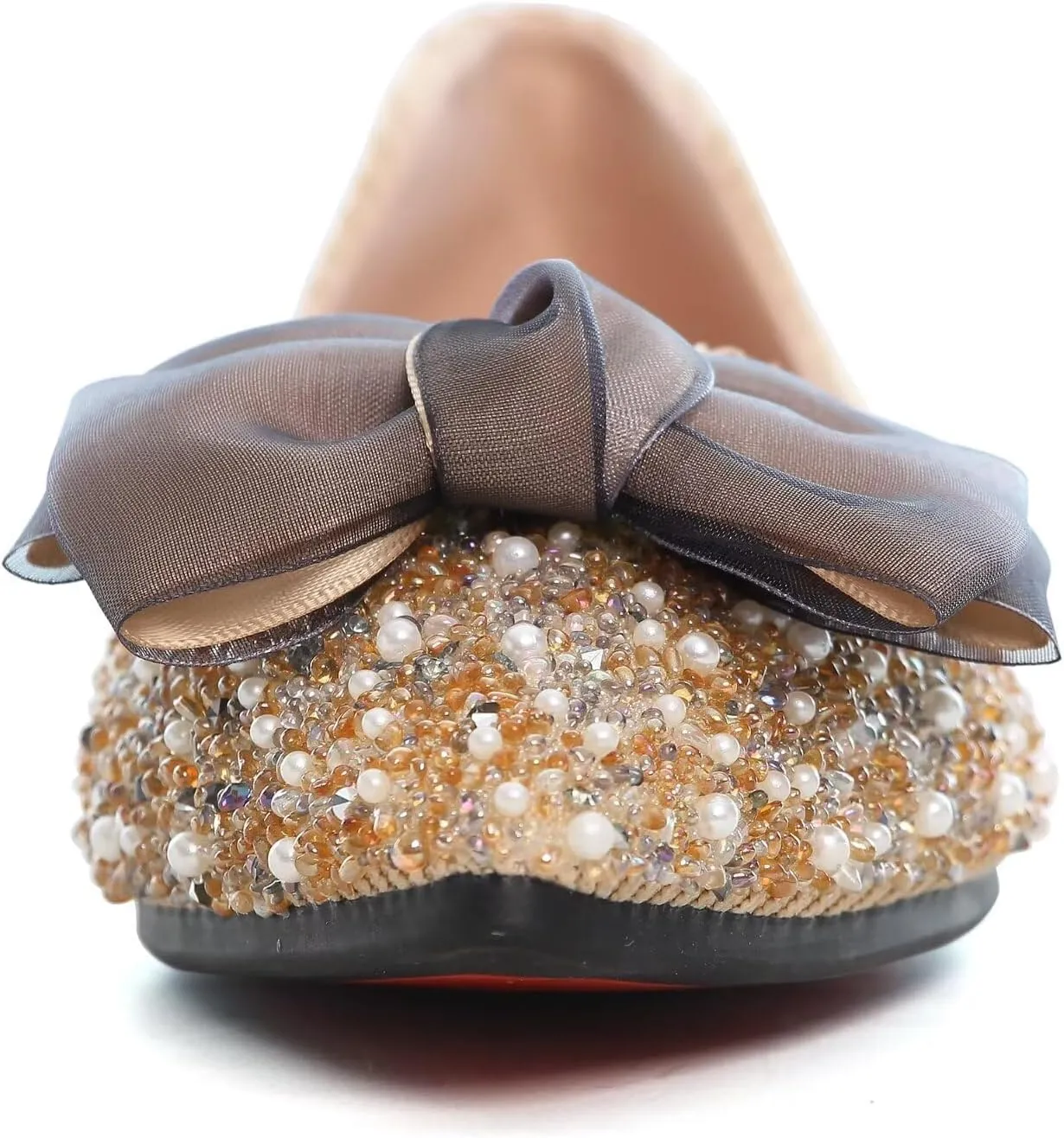 SAILING LU Bow-Knot Ballet Flats for Women Pointed Toe Rhinestones Dress Shoes Comfort Lightweight Loafers