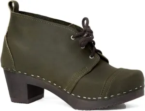 Sandgrens Handmade Swedish Wood Clogs for Women, High Heel Boots | Chukka Cap Toe