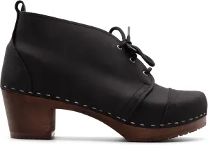Sandgrens Handmade Swedish Wood Clogs for Women, High Heel Boots | Chukka Cap Toe