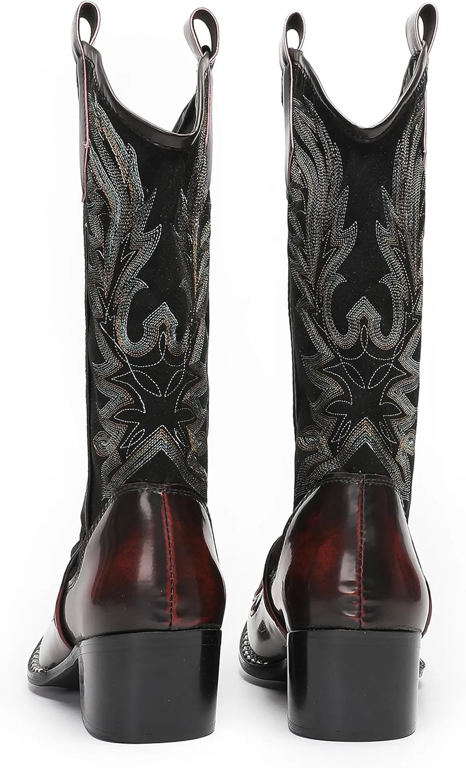 Santimon Cowboy Boots for Men Genuine Leather Metal Wingtip Toe Fashion Embroidered Western Boots- Handcrafted Luxury Men's Pull On Boots for Work and Casual Wear
