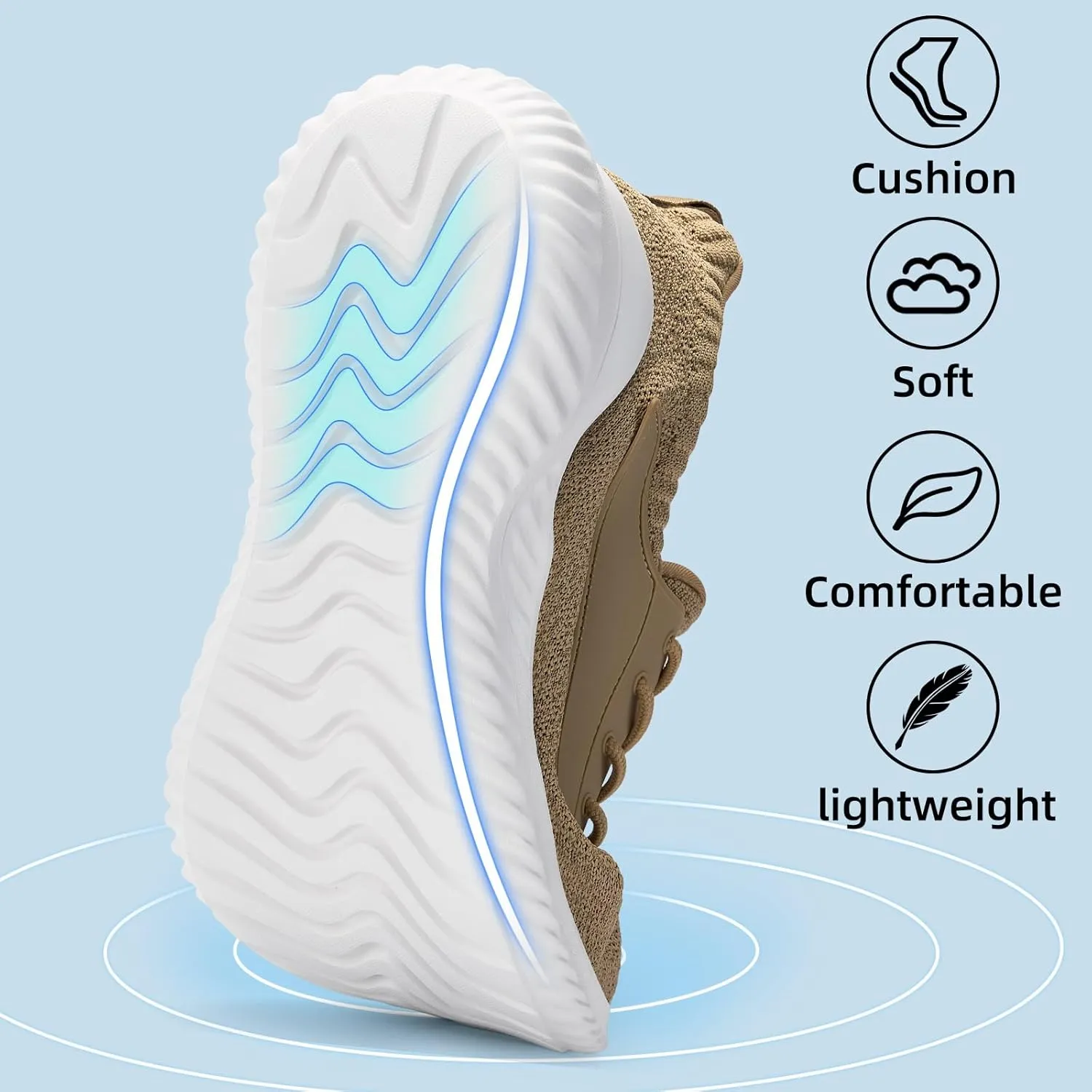 SDolphin Walking Shoes for Mens Sneakers - Slip on Athletic Running Tennis Shoes Comfortable Memory Foam Workout Gym Jogging Indoor Outdoor Lightweight Breathable Casual Sneakers
